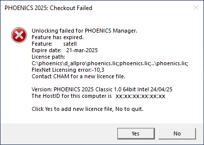 Expired license file message