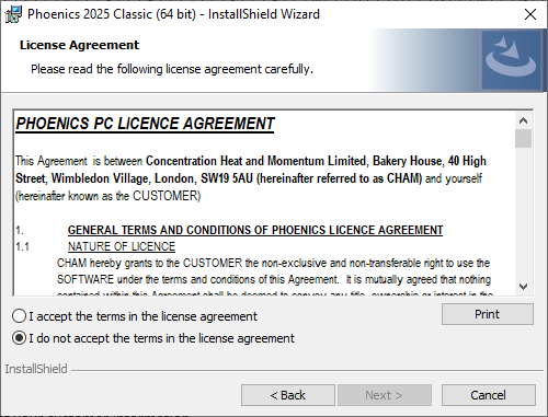 PHOENICS license agreement